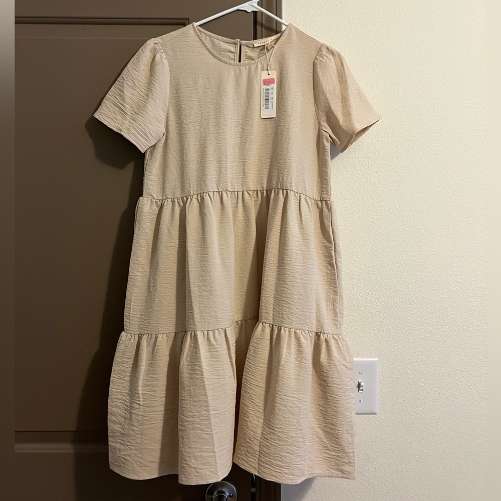Copper Key Tan Tiered Dress
